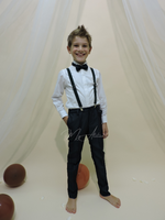 Carica l'immagine nel visualizzatore Galleria, Pantalone papillon e bretelle nero bambino regolabile