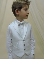 Carica l'immagine nel visualizzatore Galleria, Gilet e pantaloncino cerimonia bambino bianco laminato