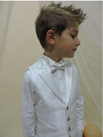 Carica l'immagine nel visualizzatore Galleria, Gilet e pantaloncino cerimonia bambino bianco laminato