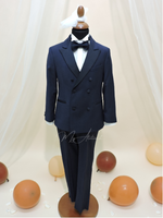 Carica l'immagine nel visualizzatore Galleria, Completo cerimonia bambino doppio petto lancia blu