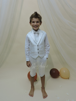Carica l'immagine nel visualizzatore Galleria, Gilet e pantaloncino cerimonia bambino bianco laminato