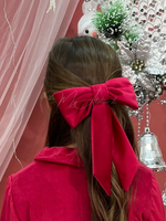 Carica l'immagine nel visualizzatore Galleria, Fermaglio capelli grande fiocco in velluto rosso