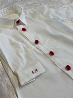 Carica l'immagine nel visualizzatore Galleria, Camicia collo normale cotone con bottoni velluto e iniziali sul polso