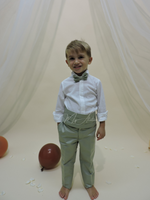 Carica l'immagine nel visualizzatore Galleria, Fascia smoking pantalone e papillon raso verde salvia