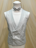 Carica l'immagine nel visualizzatore Galleria, Gilet doppio petto 8 bottoni dritto sotto con vela grigio laminato