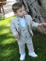 Carica l'immagine nel visualizzatore Galleria, Completo Tortora con Profili in Raso Verde Salvia