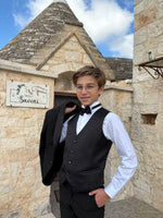 Carica l'immagine nel visualizzatore Galleria, Completo Comunione Bimbo Nero con Pioggia di Strass