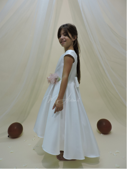 Vestito elegante cerimonia in mikado bianco