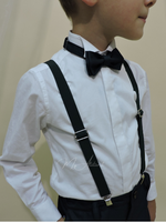 Carica l&#39;immagine nel visualizzatore Galleria, Pantalone papillon e bretelle nero bambino regolabile
