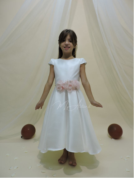 Vestito elegante cerimonia in mikado bianco