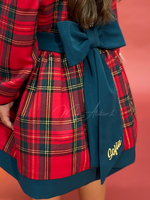 Carica l&#39;immagine nel visualizzatore Galleria, Vestito natalizio in tartan rosso e verde con personalizzazione nome
