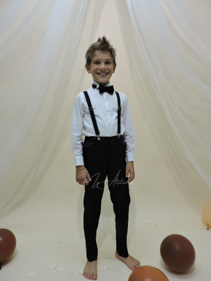 Pantalone papillon e bretelle nero bambino regolabile