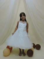 Carica l&#39;immagine nel visualizzatore Galleria, Vestito elegante cerimonia in pizzo e tulle bianco
