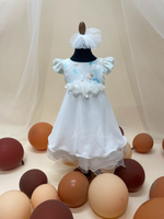 Carica l&#39;immagine nel visualizzatore Galleria, Abitino bianco e celeste Tg.4 anni
