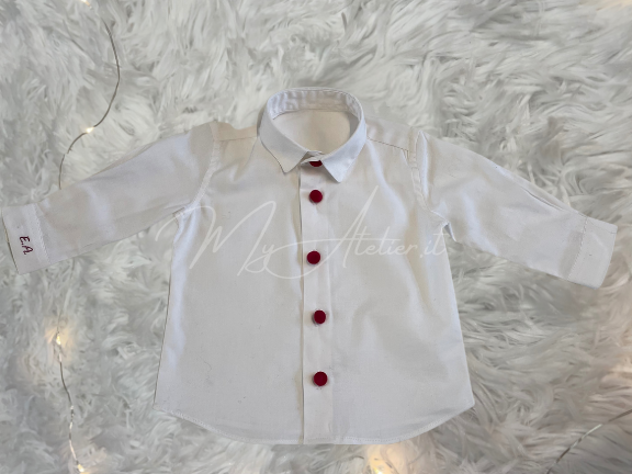 Camicia collo normale cotone con bottoni velluto e iniziali sul polso