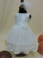 Carica l&#39;immagine nel visualizzatore Galleria, Vestito elegante cerimonia neonata in raso bianco
