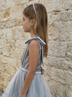 Carica l'immagine nel visualizzatore Galleria, Abito Bimba Monospalla in Raso Verde Salvia con Fiocco