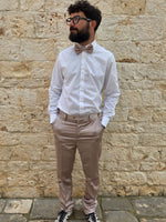 Carica l'immagine nel visualizzatore Galleria, Pantalone Classico Uomo con Papillon in Raso Tortora