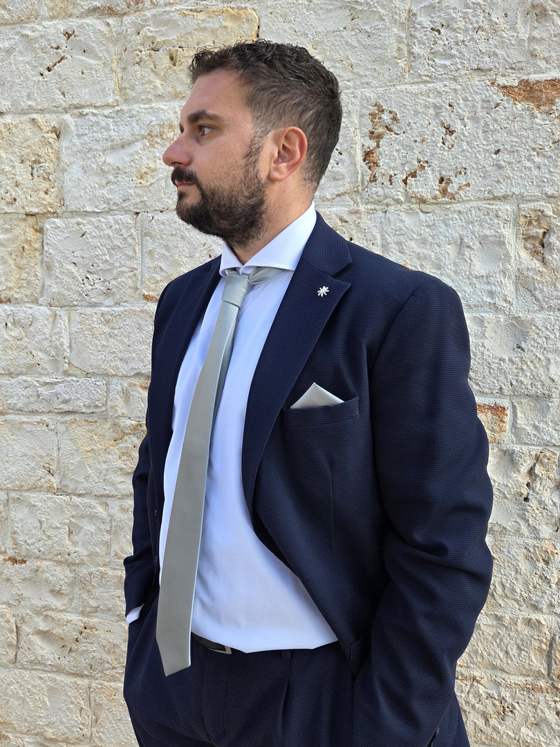 Cravatta e Pochette Uomo in Raso Verde Salvia