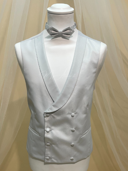 Gilet doppio petto 8 bottoni dritto sotto con vela grigio laminato