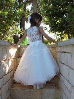Carica l&#39;immagine nel visualizzatore Galleria, Vestito elegante cerimonia in pizzo e tulle bianco
