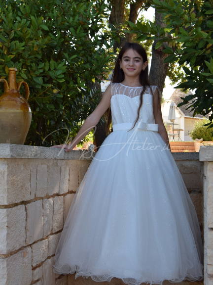 Vestito comunione in con tulle glitterato