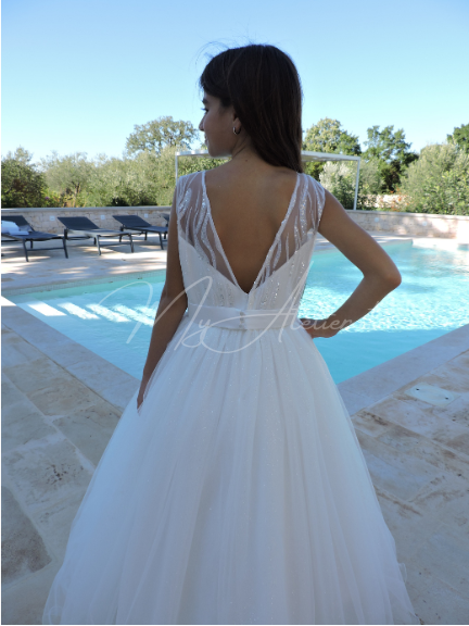 Vestito comunione in con tulle glitterato