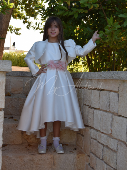 Vestito elegante cerimonia in mikado bianco