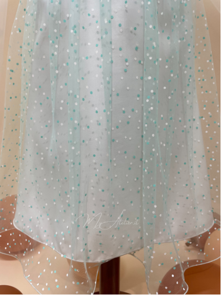 Abitino a pois verde acqua Tg. 5 Anni
