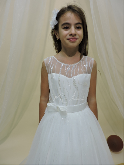 Vestito comunione in con tulle glitterato