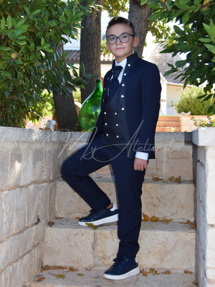 Completo cerimonia bambino blu notte guru