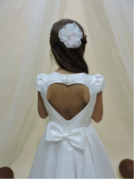Vestito elegante cerimonia in mikado bianco