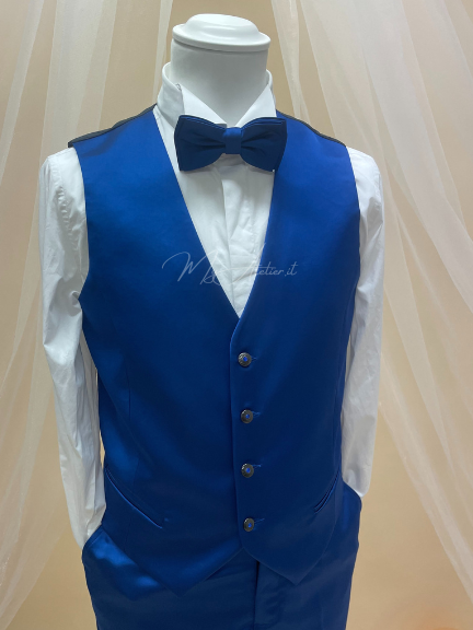 Gilet uomo monopetto 4 bottoni raso azzurro