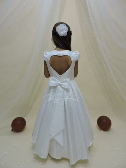 Vestito elegante cerimonia in mikado bianco