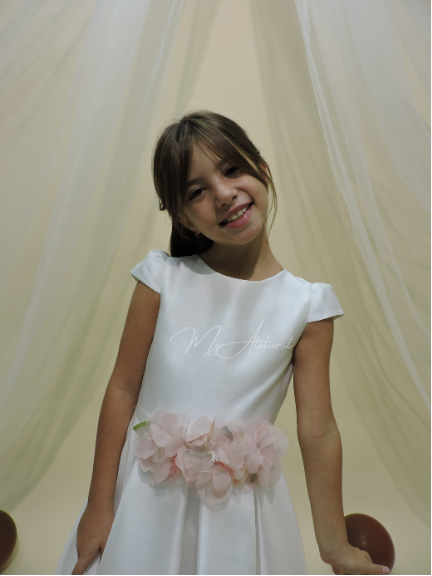 Vestito elegante cerimonia in mikado bianco