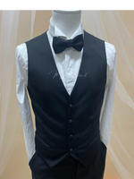 Carica l&#39;immagine nel visualizzatore Galleria, Gilet uomo monopetto 4 bottoni raso nero
