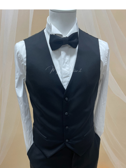 Gilet uomo monopetto 4 bottoni raso nero