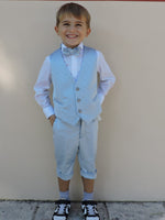 Carica l'immagine nel visualizzatore Galleria, Gilet e Pantaloncini in Raso Celeste con Strass