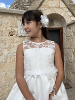 Carica l'immagine nel visualizzatore Galleria, Abito Comunione in Pizzo Macramè e Mikado