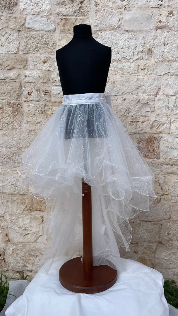 Abito Comunione 2 in 1 Tulle Glitter con Pannello Removibile